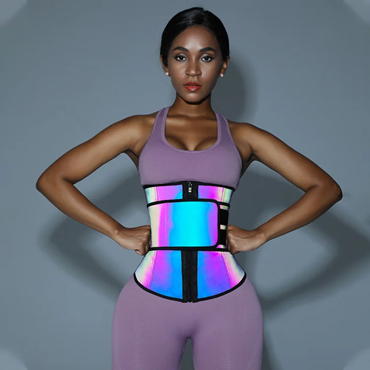 

Custom Logo At Night Reflective Latex Waist Trainer Women Workout Body Shaper Waist Trimmer Compression Belt, As show