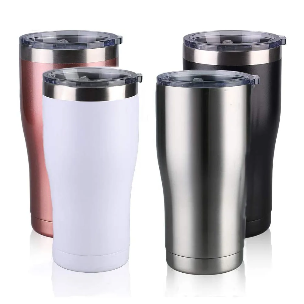 

Wholesale Powder Coated Vacuum Insulated Coffee Curved  Warmer Thermal Car Mug Cup Tumbler With Lid