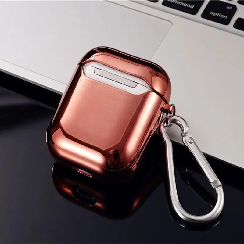 

Glossy Electroplating Rose Gold Silver Plated TPU Case Cover for Airpods 2 1 , soft Earphone Case for Airpod 1, 5 colors optional
