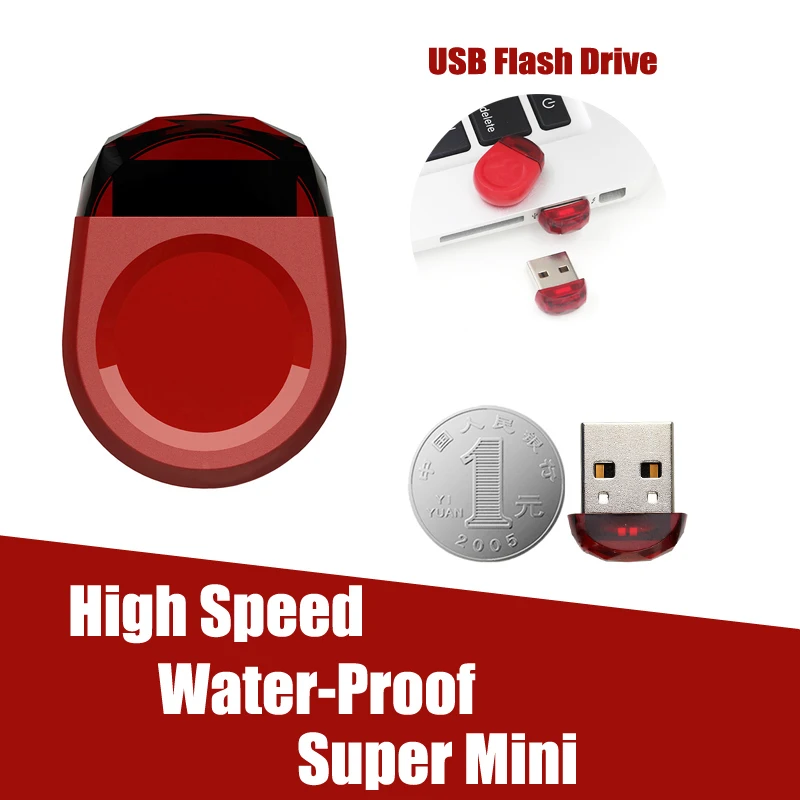 GGOII USB Flash Drive Fashion Super Mini Metal USB Flash Drive 4GB 8GB 16GB Pen Drive 32GB 64GB USB 2.0 Flash Stick Pen Drive
