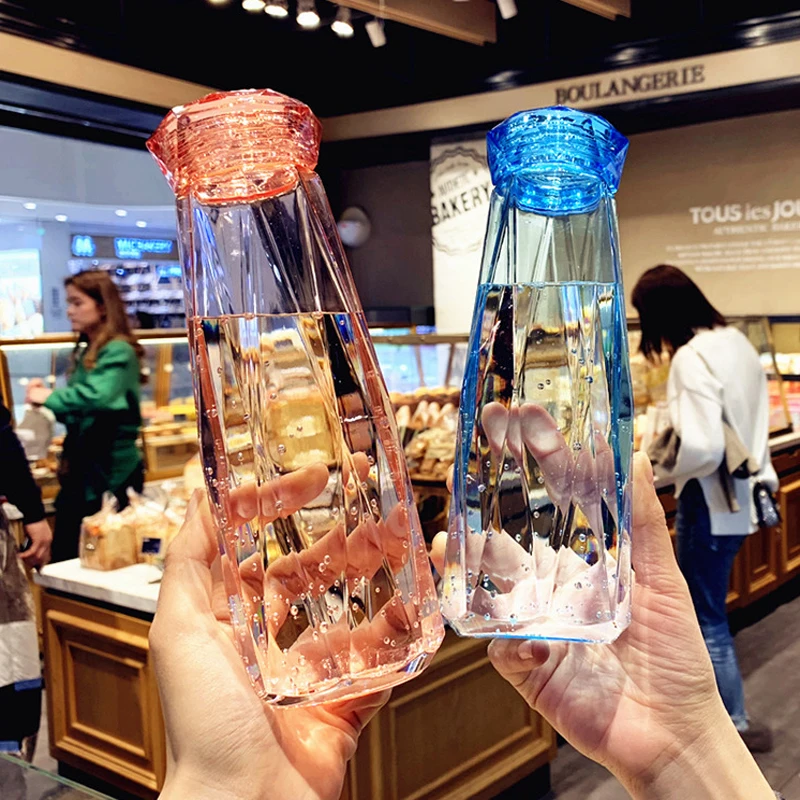 

Portable Diamond Cup Creative Promotional Water Bottle Custom High Quality Glass Water Bottle for Women, As picture showing