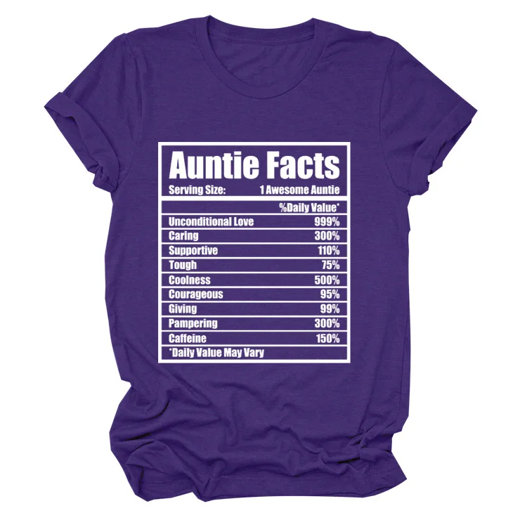 

AUNTIE FACTS Casual Letter Simple Printing T Shirt Wholesale