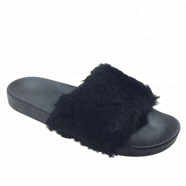 

Winter Women Pink Fluffy Slides Shoe Wholesale Fur Slippers, As picture or custom