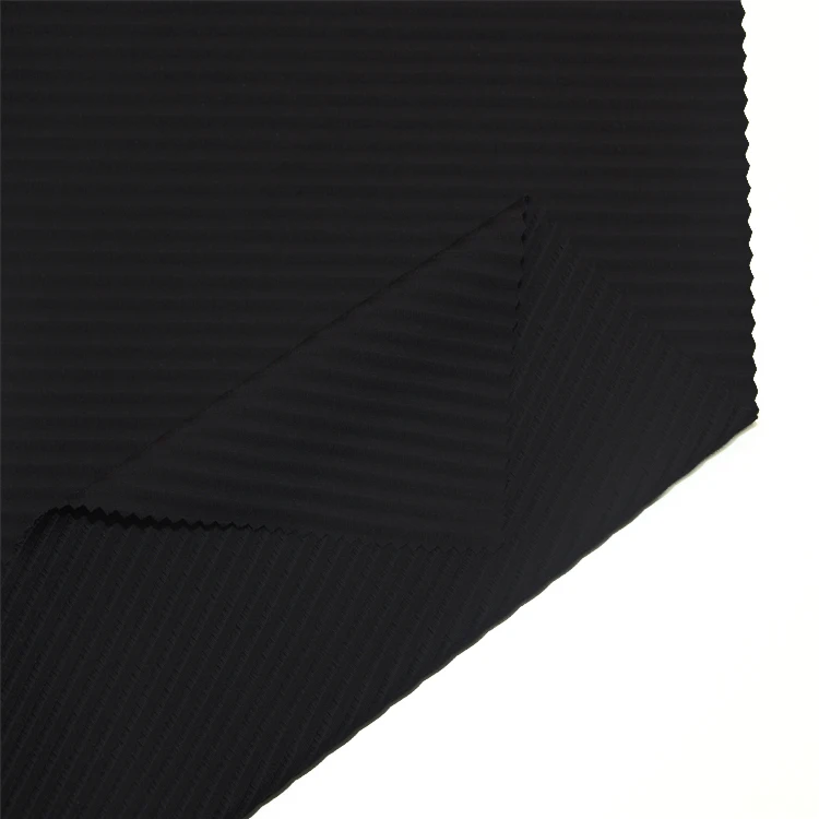 67% Nylon 33% Spandex Elástico Tela Ripstop Negro Sólido Costilla,Traje