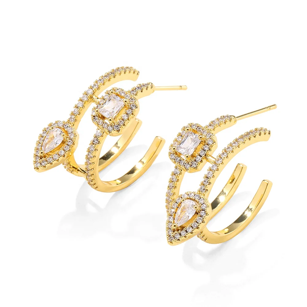 

RAKOL Cubic Zirconia Statement Earrings Full Cubic Zirconia CZ Hoop Earrings EP2926