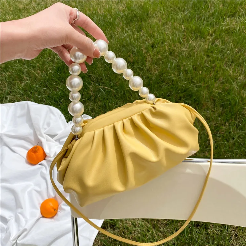 

Hot Sale Ladies Round Handle Cloud Hand Bags Purse With Beads Chain Strap Cute Girls Crossbody Bags For Ladies Shoulder