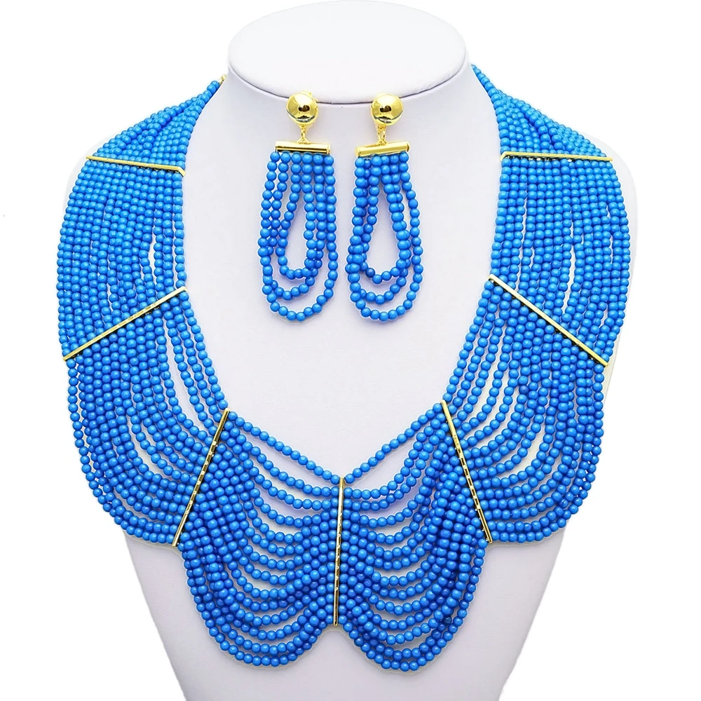 

New African Bridal Jewelry Handmade Jewelry Set With Bracelet And Earrings For Nigerian Weddings Women