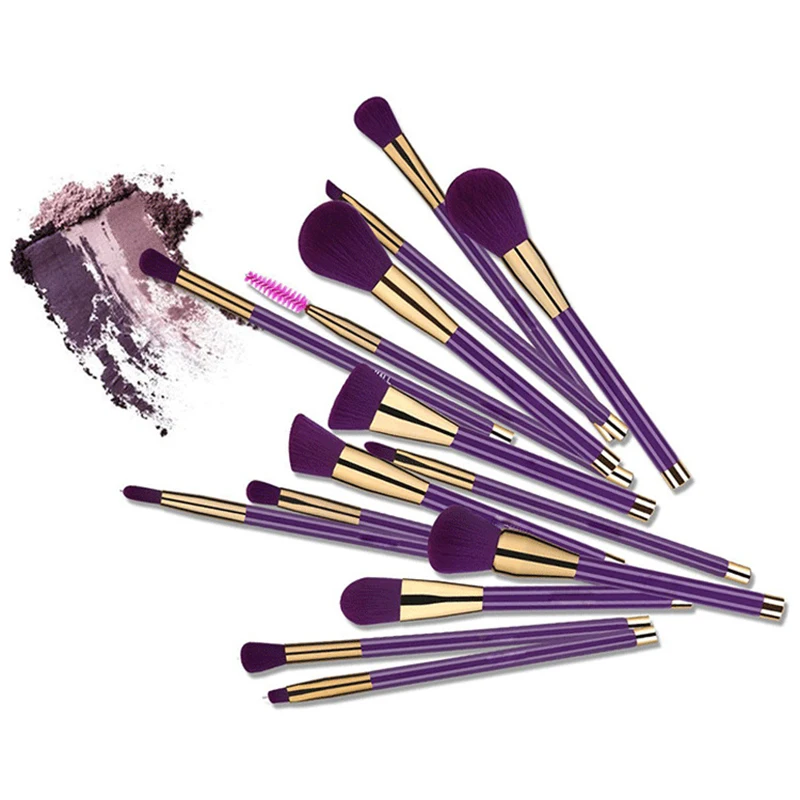 

Wholesale 15 Pieces Purple Private Label Professional Makeup Brush Set, As picture