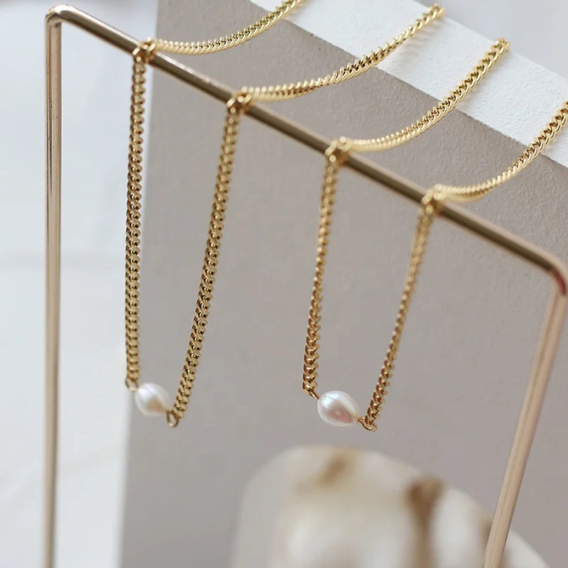 

Fashion Jewelry Woman Accessories Gold Dainty Single Pearl Necklace Minimalist Freshwater Pearl Necklace Jewelry for Woman, Gold/silver/rose gold