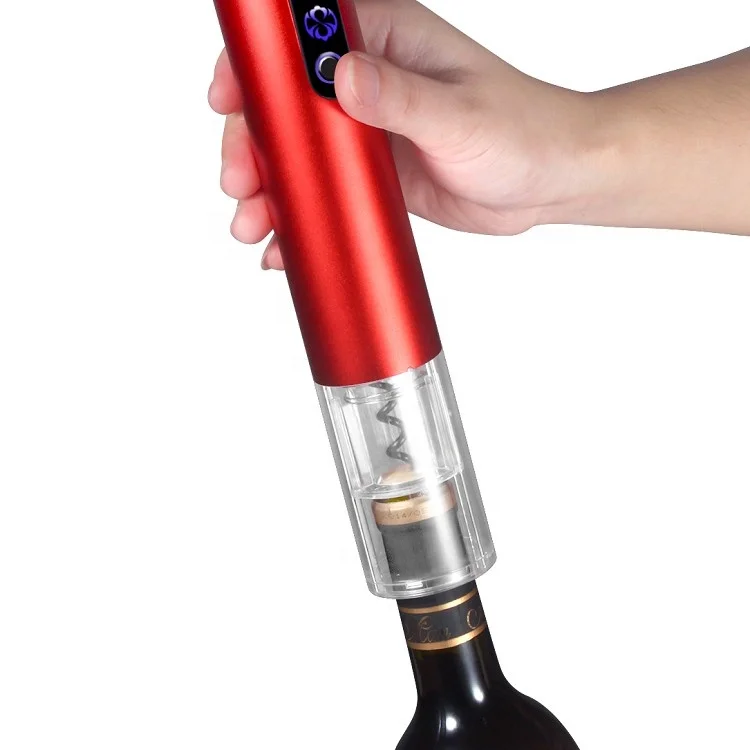 

Battery Operated Aluminum Alloy Automatic Corkscrew Electric Wine Bottle Opener with Free Foil Cutter at Low MOQ, Gray, blue, red, black or custom