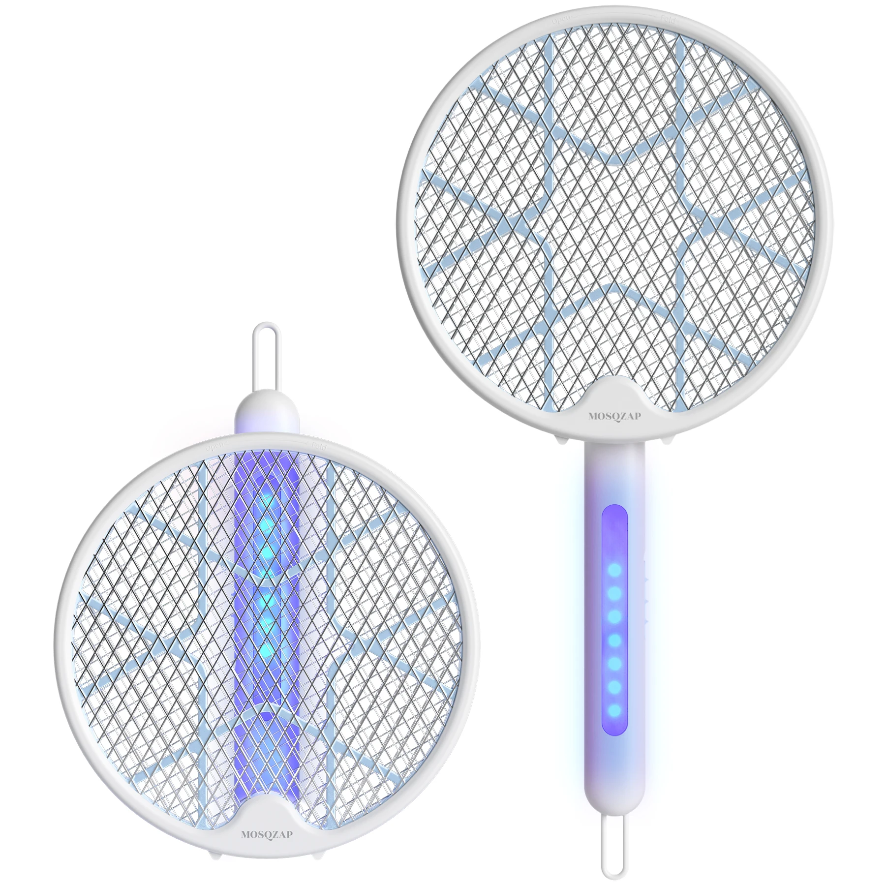 

Newest Electric Mosquito Swatters 3500V Indoor & Outdoor Flying Zapper Rackets Mosquito Killer Swatter with Lamp, White