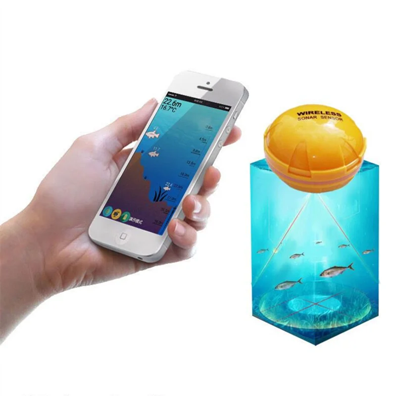 

Fishing Tools LED Fishfinder Wireless Portable deeper Sonar Sensor Echo Sound Rechargeable Fish Finder, Yellow