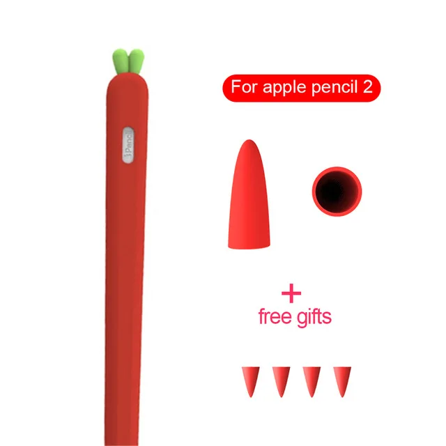 

For Apple Pencil Cases,XINGE Cute Vegetable Carrot Soft Silicone Protective Sleeve Cover For Apple Pencil 1 2 Fundas, White,orange,red