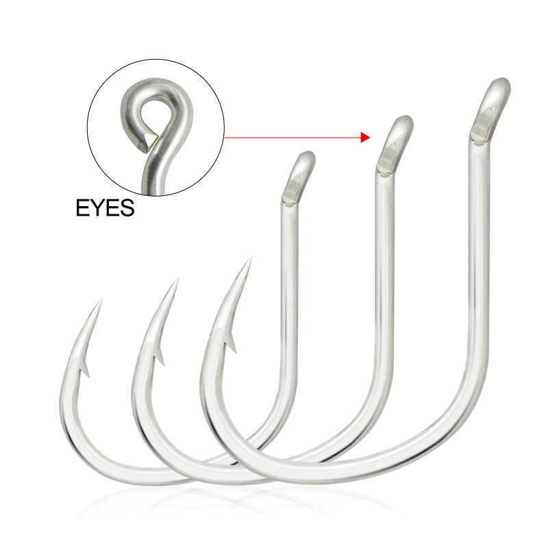 

JK PIKE30E Round Bent Sea Hook Big Eye Single Fishhooks Pike Jiging Hook