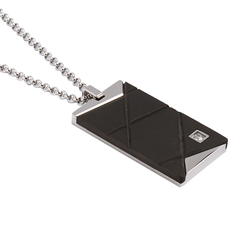 

Fashion Men Stainless Steel Jewelry Carbon Fiber Pendant Mens Necklace