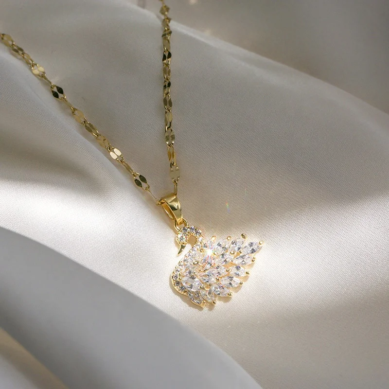 

New Arrival Swan 18k Rose Gold Fashion Necklace For Women Gift Wholesale