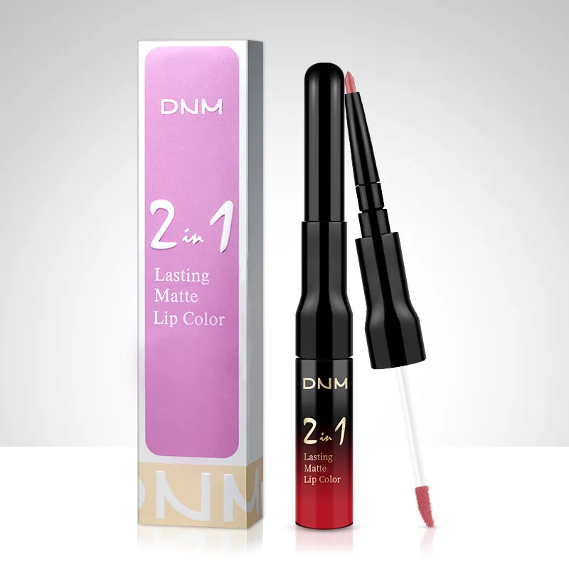 

New in 1 Double Head Liquid Matte Lipstick Lip Gloss & Lip Liner Waterproof Nude Lipstick Set Lipgloss Mate Lip stick Pen Makeup