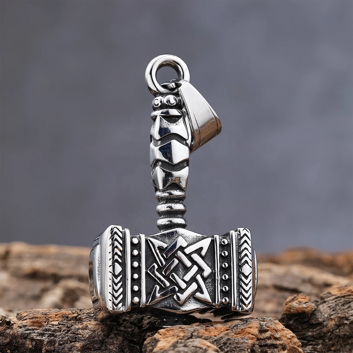 

Vintage VikingThor's Hammer Pendant Stainless Steel Norse Mythology Jewelry Mjolnir Necklace for Men