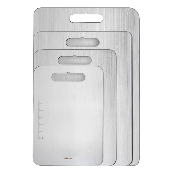 

304 Food-Grade Stainless Steel Cutting Boards for Kitchen, Heavy Duty Chopping Board, Easy to Clean, Silver