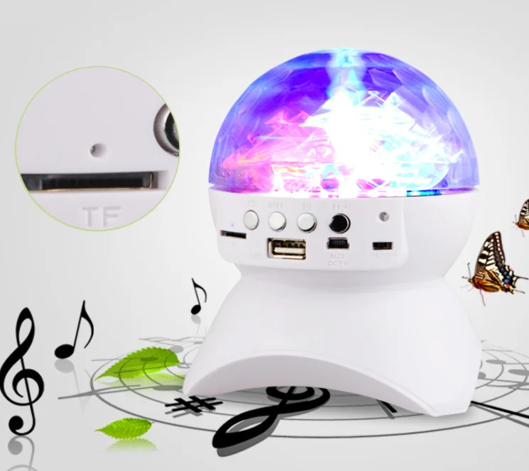 

L-740 Hot USB Rotating Star Magic Ball Speaker Box Mini Multi Function Speaker With Cool Light