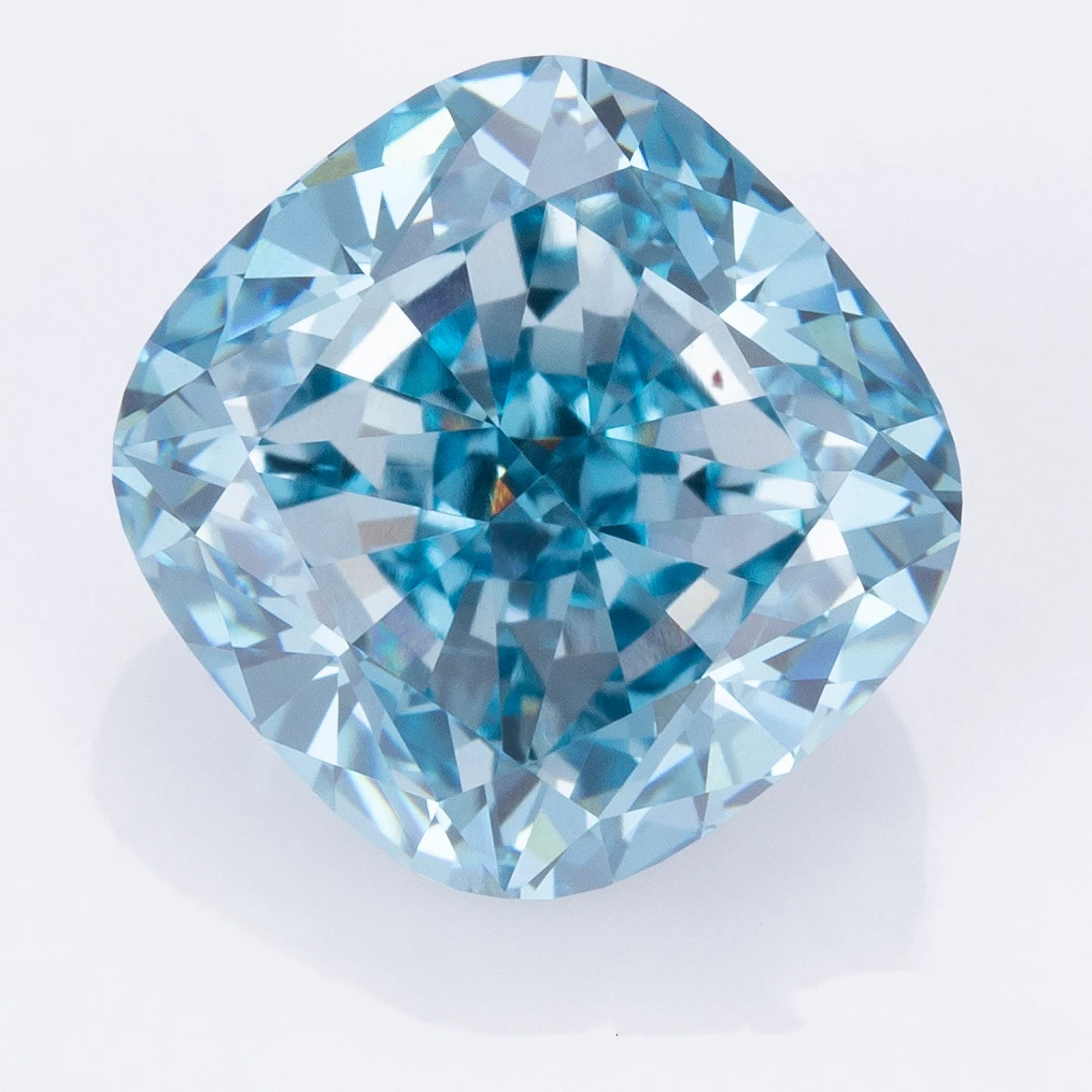 

Synthetic Lab Diamond VS1 Fancy Intense Greenish Blue 5.0CT Cushion Lab Grown Diamond