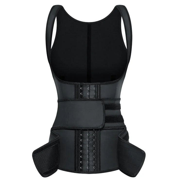 

Custom Logo Waist Trainer Double Compression Waist Trainer With Zipper, Black