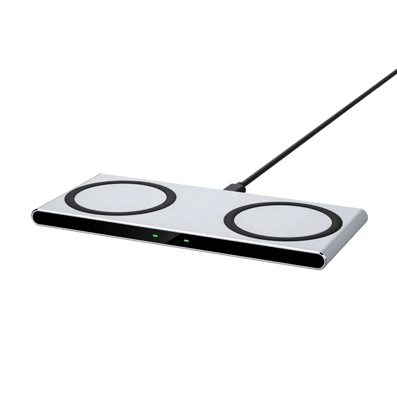 

Yootech 2 in 1 Wireless Charging Pad, Double 10W Compatible with iPhone 11/11 Pro/11 Pro Max/XS MAX/XR/XS/X/8, Samsung, Black, silver