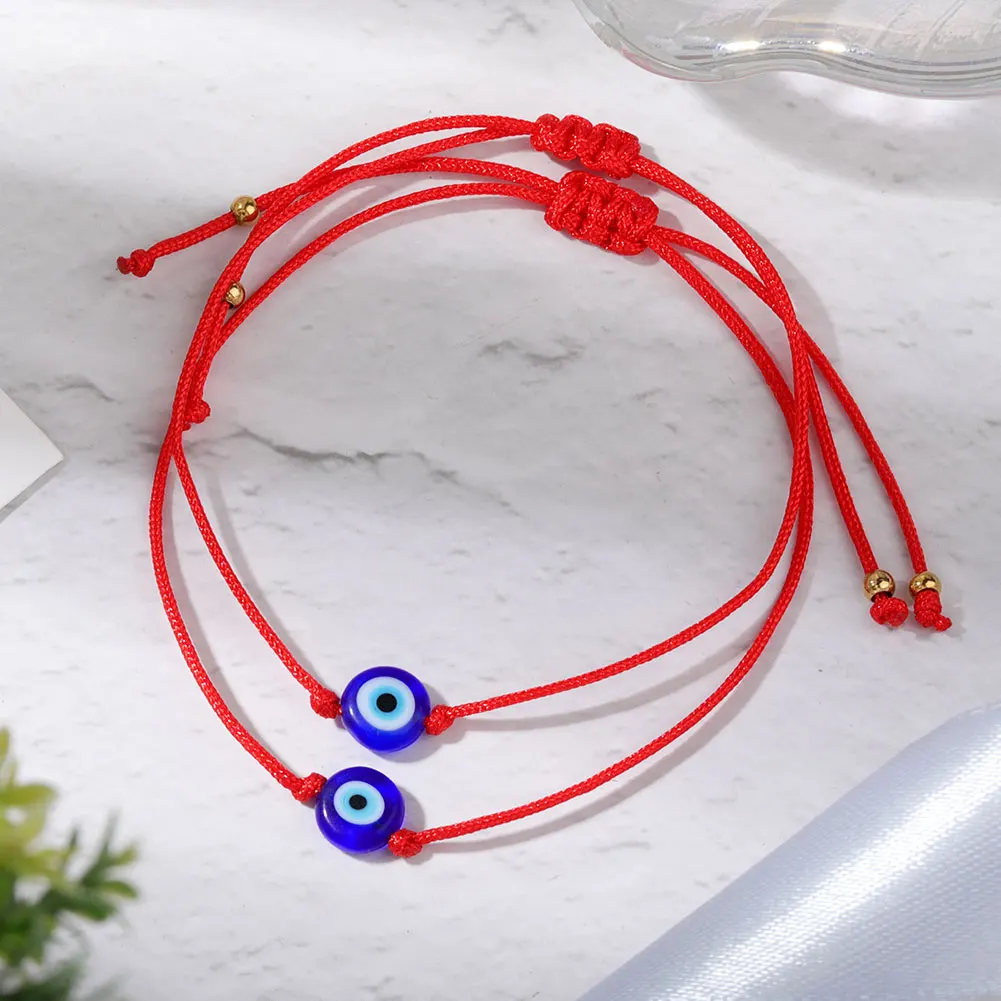 

Handmade New Top Selling Simple Design Lucky Evil Blue Eyes Charms Bracelet Black Blue Red Rope String Bracelet For Women Men, Picture shows
