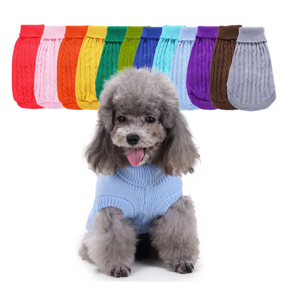 

Knitted solid color Ribbed Pet Clothing Clothes Cat Puppy Big Dog Sweater, Multi color