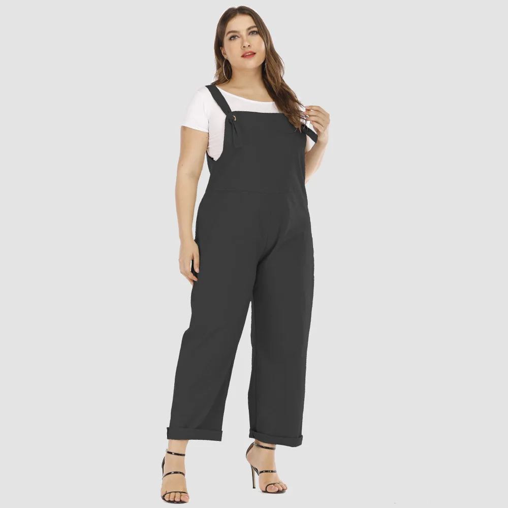 

women's casual solid color simple and versatile pant fashion loose women Plus size jumpsuit