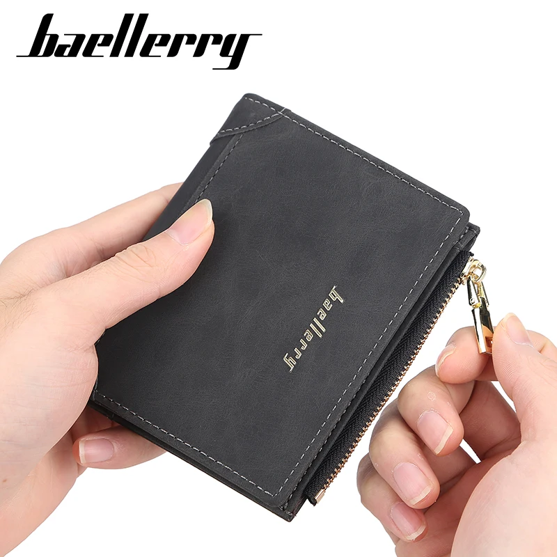 

2021 Baellerry Fashion Minimalist PU Leather Wallet Gents Card Holder Men's Slim Short Wallet
