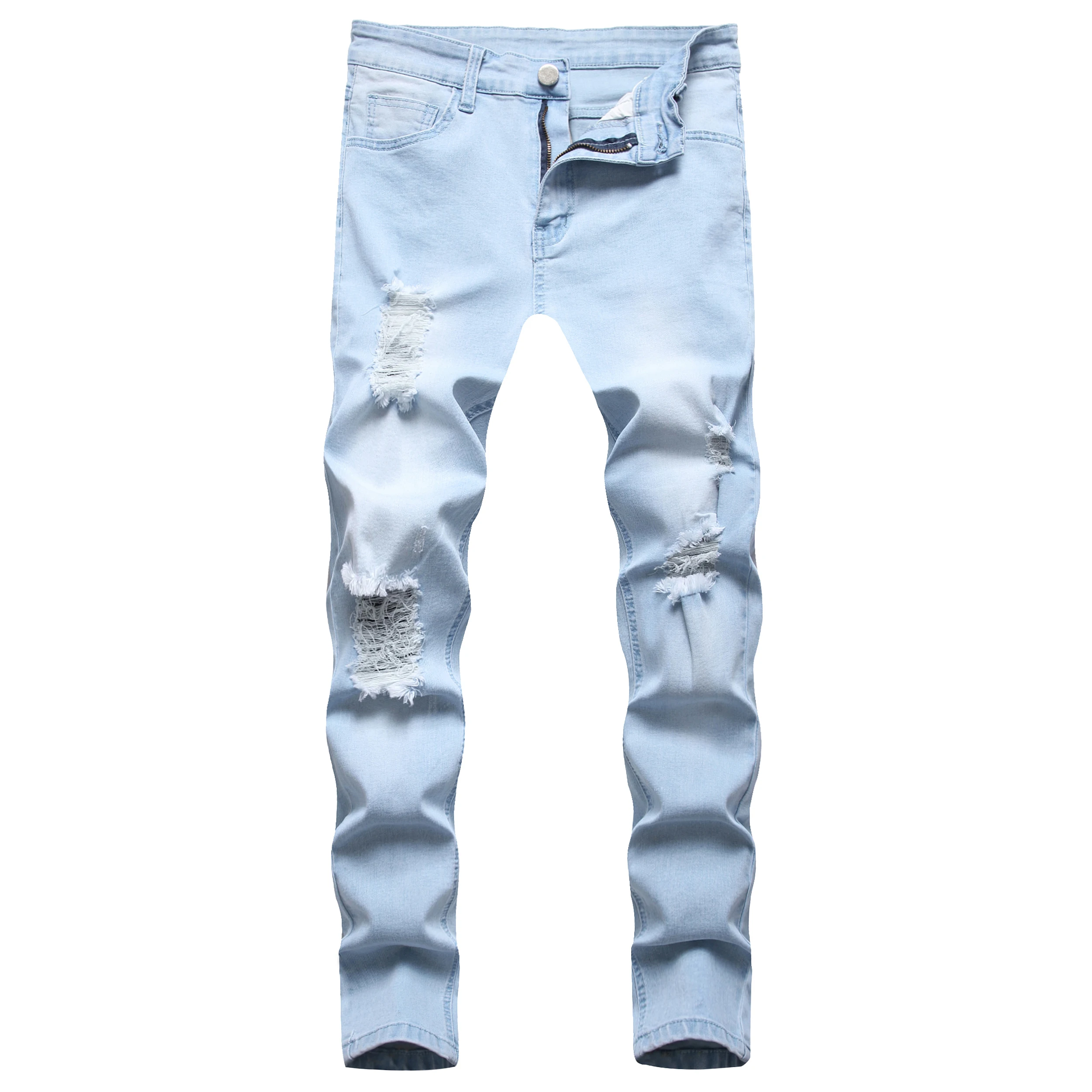 

Men Ripped Jeans Distressed Destroyed Slim Fit Denim Pants Skinny Stretch Jean Trousers with Broken Holes