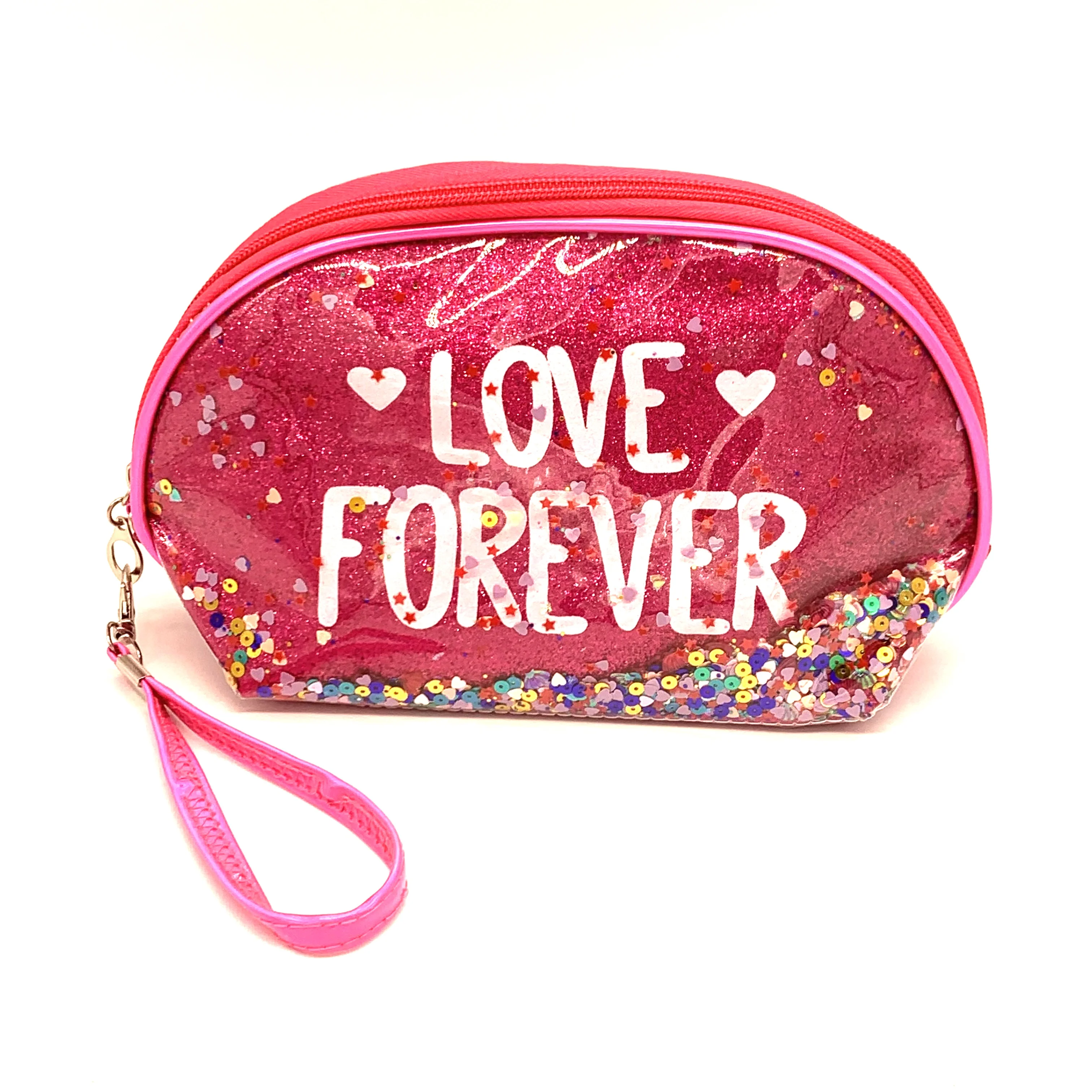 

Customised Logo Large Travel Cosmetics And Toiletry Organizer Foldable Make Up Bag Zipper, Pink