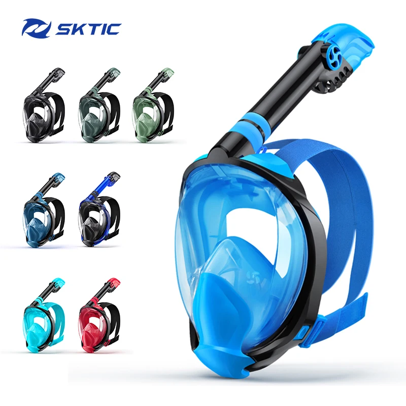 

SKTIC 2021 Amazon New Design Upgraded Breathing System Free Breath Diving Mask Full Face Snorkel Mask