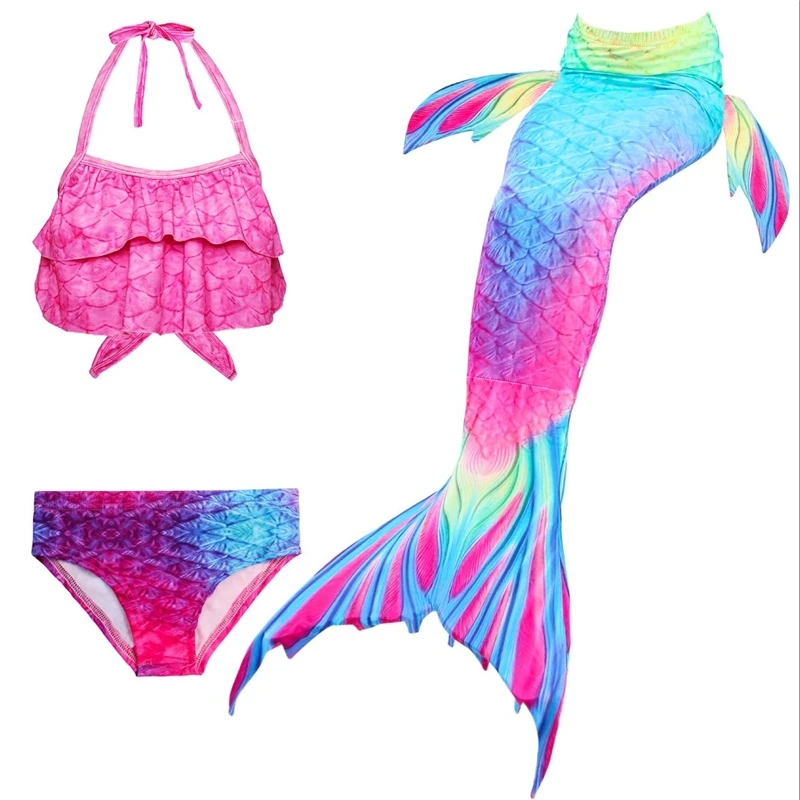 

Recommend Hot Sell Wholesale Children 3PC Girls Princess Party Swimsuit Swimwear Flipper Kids Mermaid Tail For Swimming, Customized color