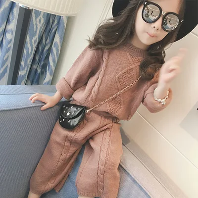 

Two Piece Set Girls Outfits Sweater + Pants Sweatsuit Children Clothes