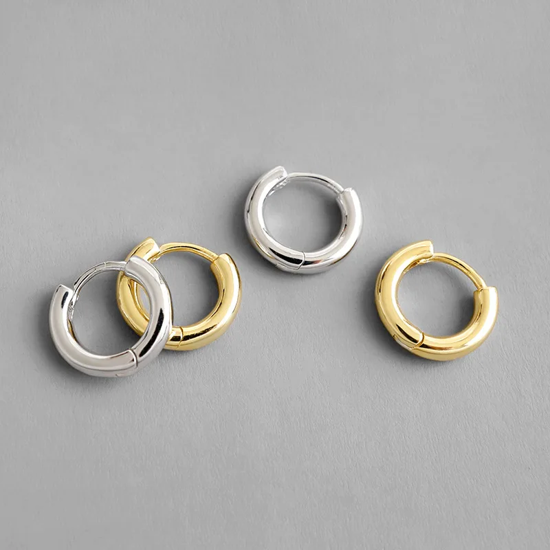 

New Fashion Simple 925 Sterling Silver Small Hoop Earrings Round Circle Huggie Hoop Earrings For Women Men
