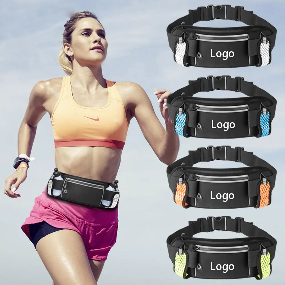 

Wholesale Durable Outdoor Sports Running Jogging Waist Bag Waterproof Phone Waist Belt Pack Travel Bag With Bottle Holder, 7 colors