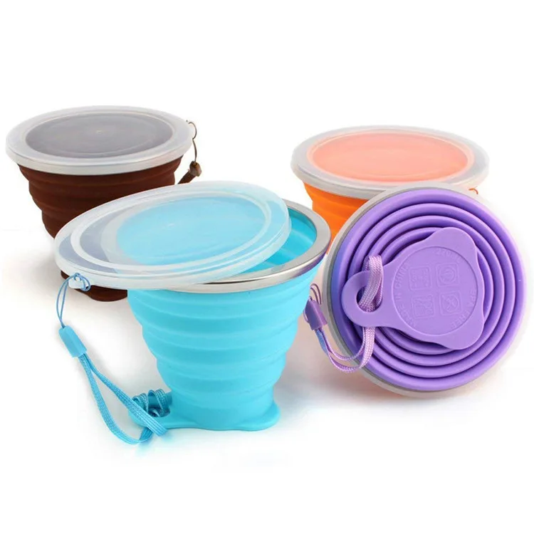 

Outdoor High Quality Silicone Collapsible Coffee Cup Retractable Foldable Folding Coffee mug Taza plegab For Travel, Based pantone color number