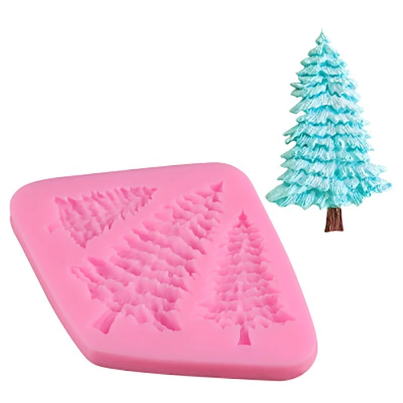 

Christmas Tree Fondant Cake Silicone Mold Christmas Cake Decorating Tools Cupcake Chocolate Biscuits Candy Mold DIY Baking Mould, Pink