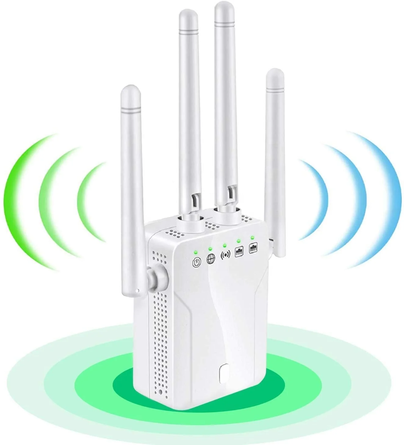 

Ce WiFi Range Extender 1200Mbps Wireless Signal Repeater Booster Dual Band 2.4G and 5G Expander 4 Antennas 360 Full Coverage