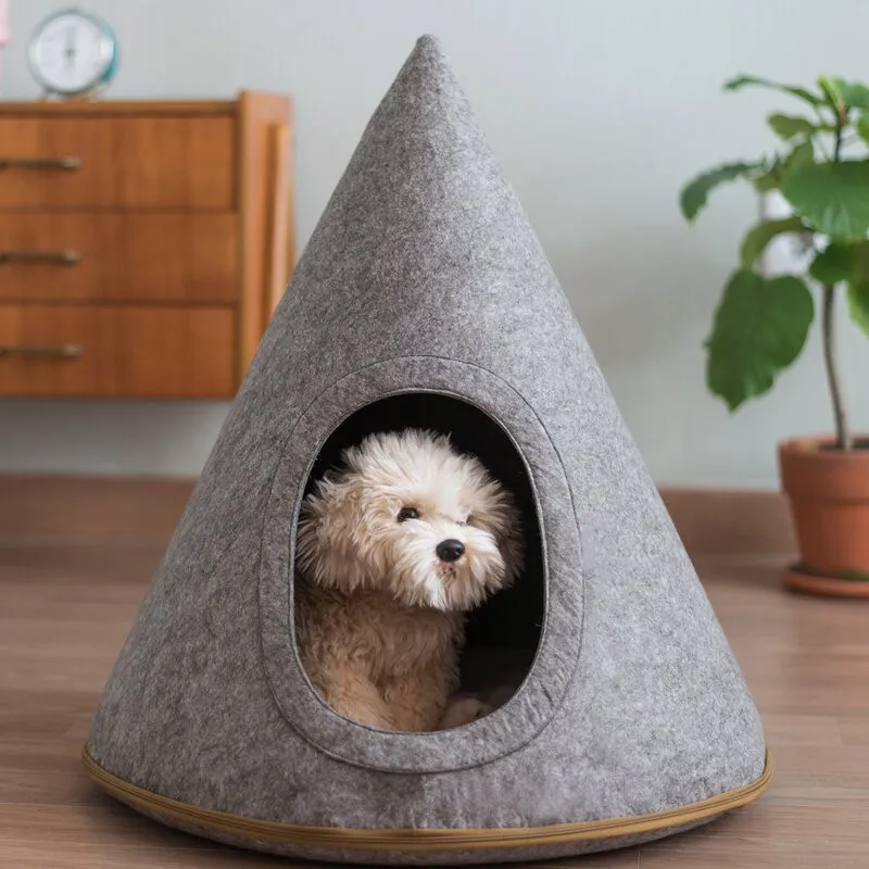 

Hot Selling Eazy Take Removable Pet Dog Cages Carrier Felt Cat Cave Hooded Pet Bed For Pet, Deep yellow,deep grey and so on