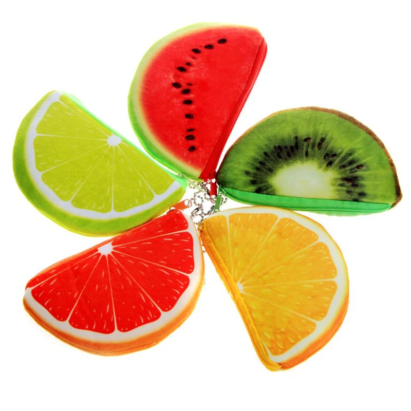 

Creative Bag Portable Women Plush Zero Wallet Zipper Watermelon Fruits Coin Purse Semicircle Coin Wallet key Pocket