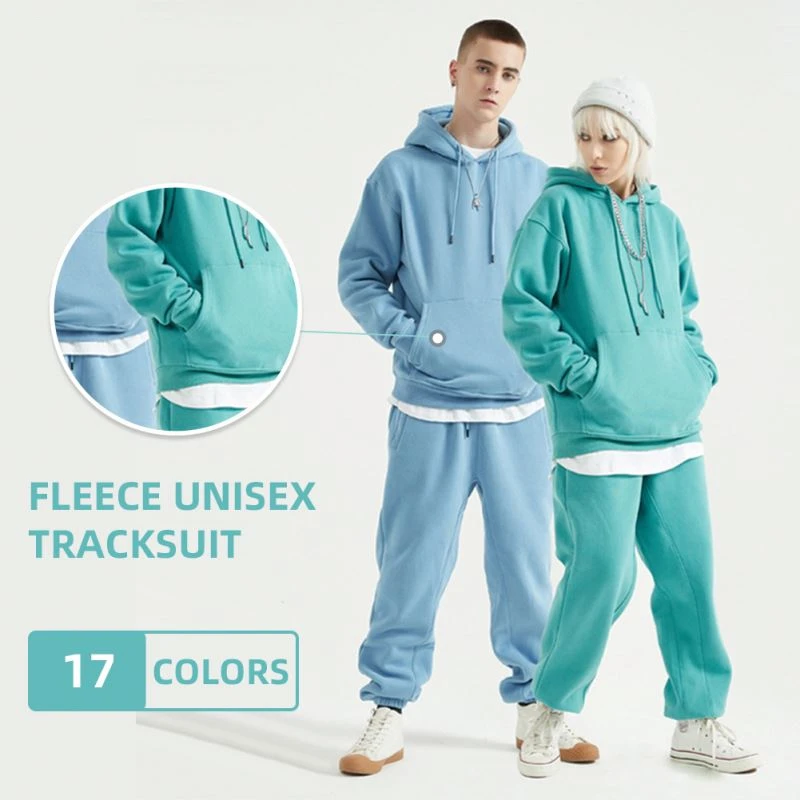 

17Colors Unisex Fleece 330g Cotton Thick Hoodies Joggers Sets Men Women Casual Long Sleeve Sport Streetwear Tracksuits