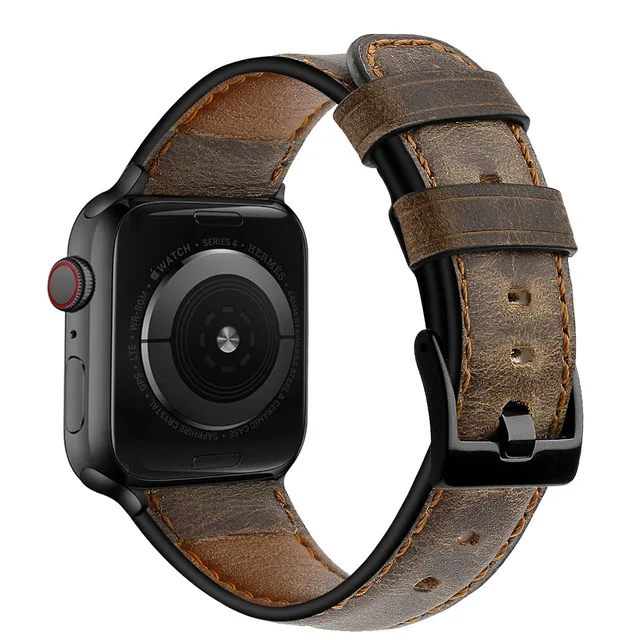 

Best Sellers Charm Leather Watch Straps Loop For Genuine Leather 44mm Apple Watch Black Band Luxury Bracelet