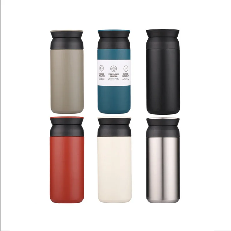 

12oz cups double wall vacuum insulated travel stainless steel coffee tumbler Japanese style thermos, Black, blue, red , white, steel