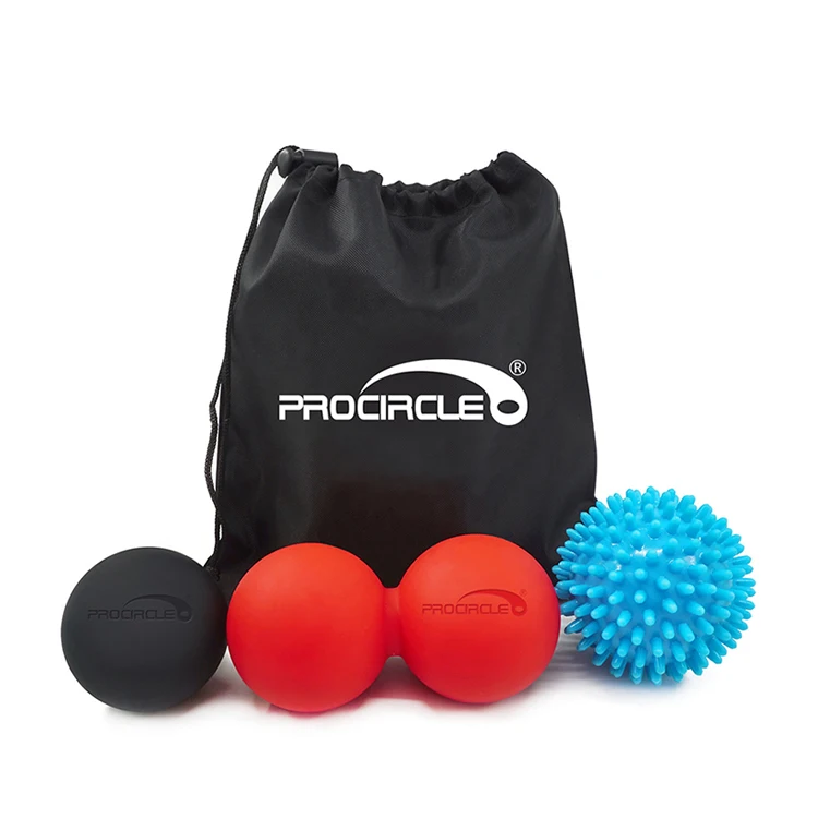 

CustomTherapy Myofascial Release Lacrosse Balls Spiky Massage Ball Set, Black/ orange/ red