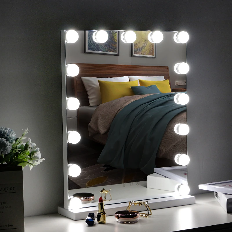 

Fashion beauty table mirror haircut mirror with LED lights makeup, Black