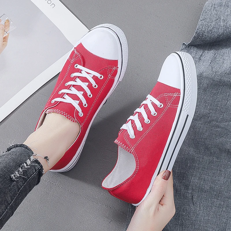 

Spot wholesale 2022 spring men's shoes classic low top female Korean couple lace up casual flat bottom student canvas shoes, Pink gules blue green purple grey