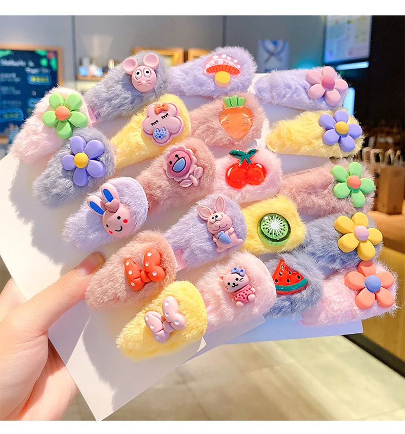 2022  Korean Ins Design Plush Children Hair Clips Hair Accessories Girl Kids Baby  hair Accessories